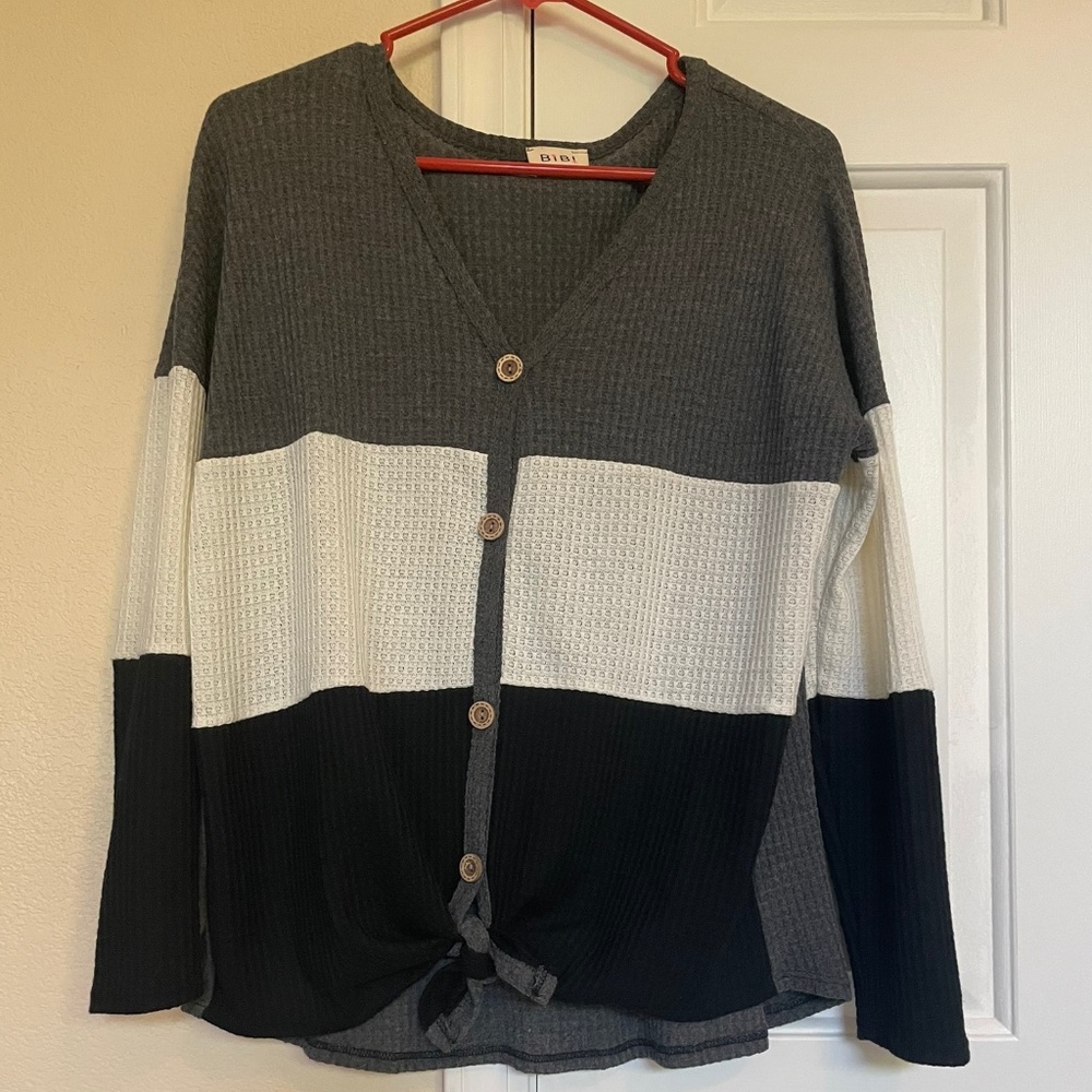 Long-sleeve Color Block Top